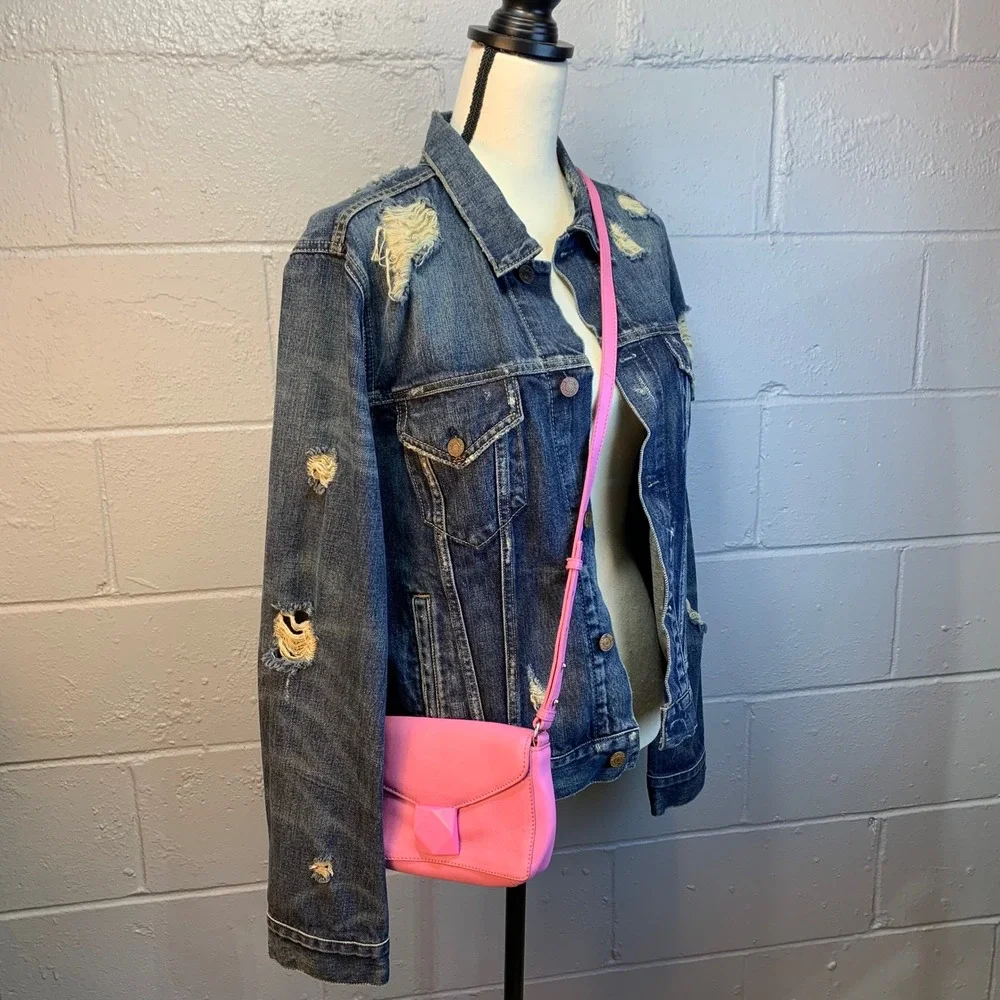 Vince Camuto Pink Leather Geometric Clasp Crossbody Bag Small Shoulder Purse